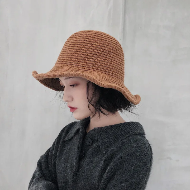 

2022 Ms Day Basin Fisherman Hat Wool Blended Knitted Cap Folding Japanese Joker Tide Warm South Korea Luxury Cashmere Hat