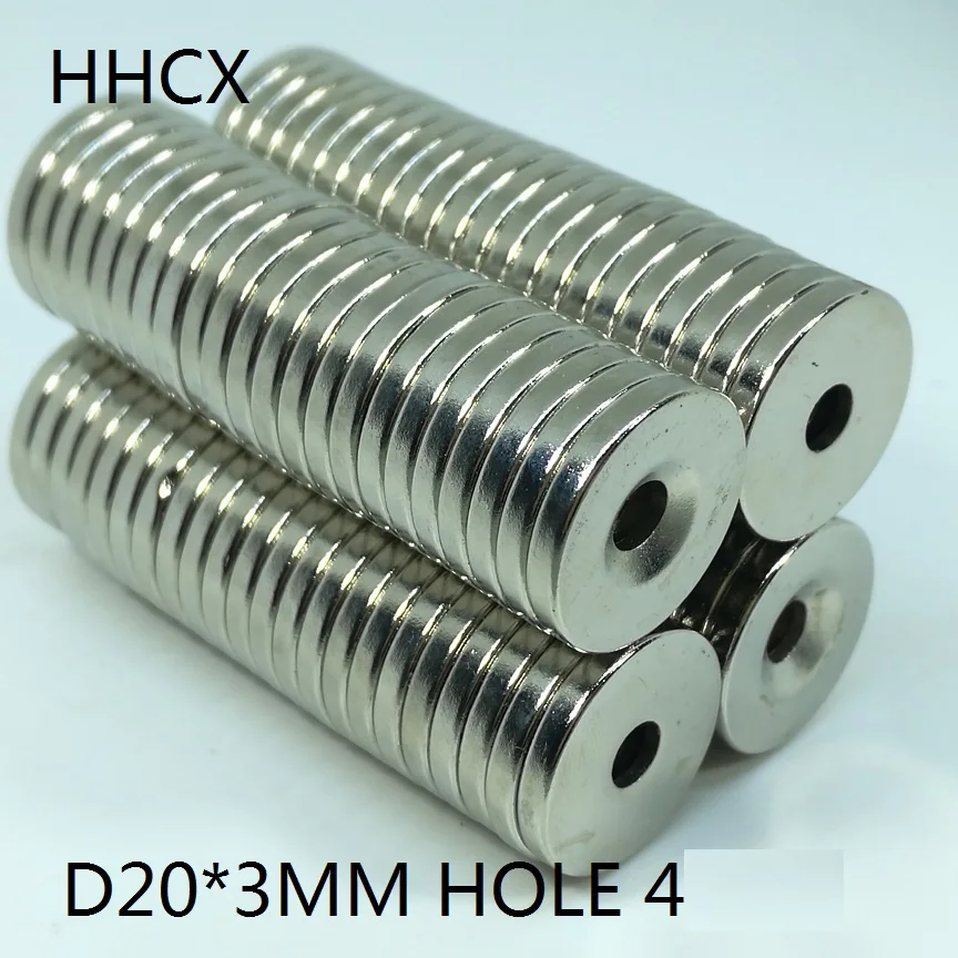 50 шт. / Лот дисковый магнит 20*3 отверстия 4 N35 Сильный D CounterSunk NDFEB Магнит 20x3
