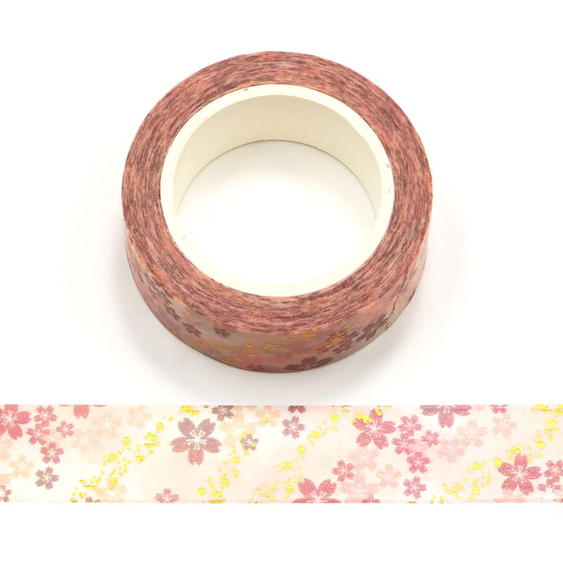

1PC 15MM*10M Foil Romantic Cherry Blossom Decorative Washi Tape Scrapbooking Masking Tape School Office Supply washi tape