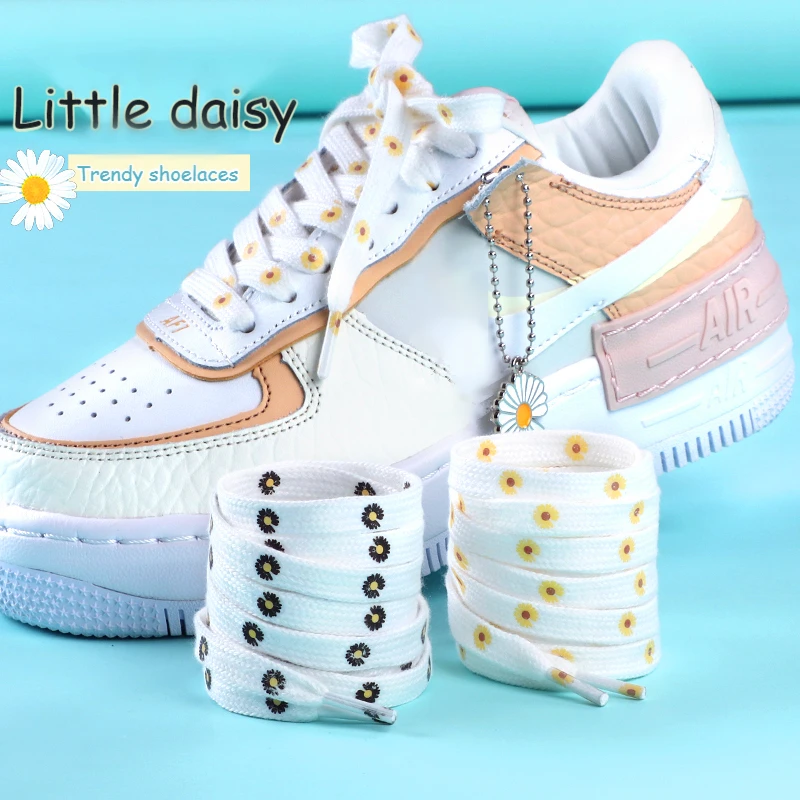 

Little Daisies Shoelaces Cartoon Printing Fashion af1 cream daisy shoelace flat shoe buckle colorful Lace accessories decorative