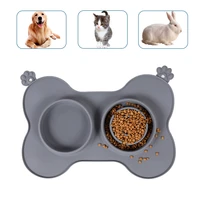 antislip double dog bowl with silicone mat durable no spill pet feeding bowl drinking water food feeder
