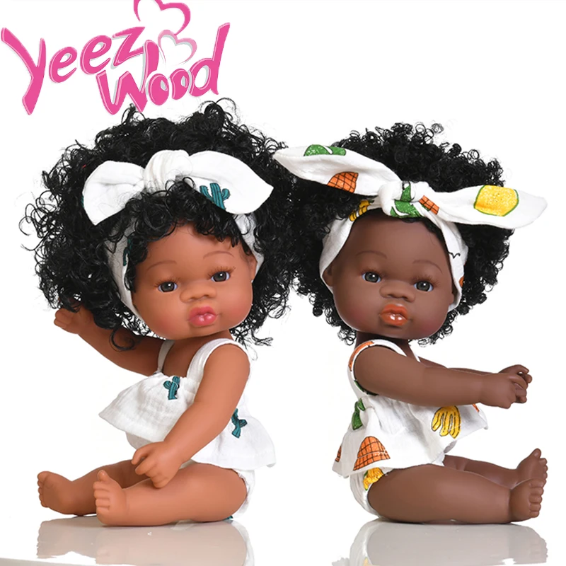 35 см черный младенец куклы Возрожденные африканские черные силиконовые