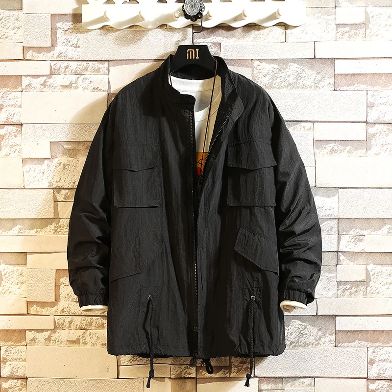 

Men Jackets Coats 2021 New Streetwear Vintage Windbreaker Hooded Bomber Jackets Fashion Thin Spring Summer Coat