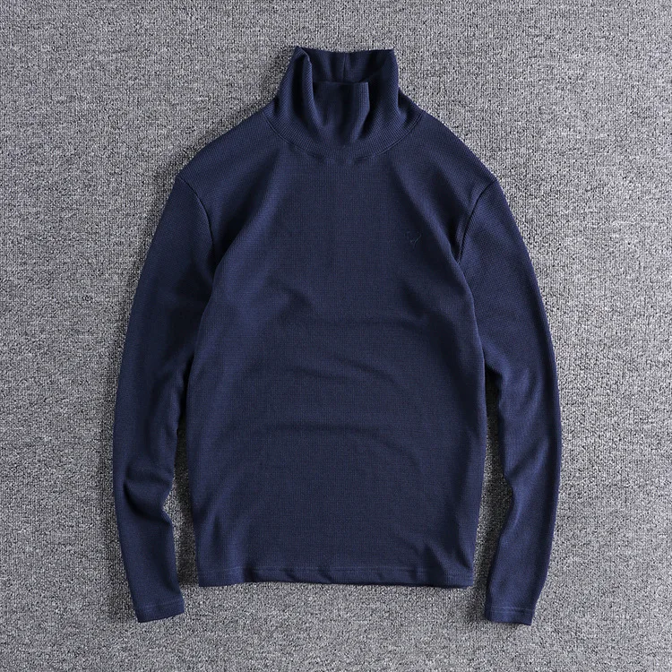 Осенне-зимняя новая текстурная Мужская футболка с высоким воротником Теплый