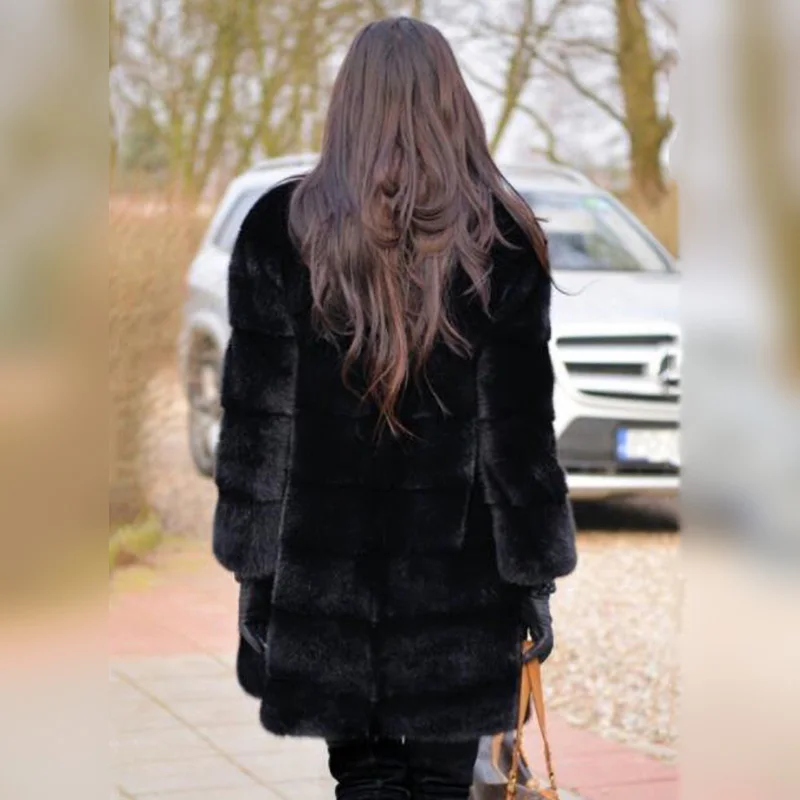 

Natural Mink Fur Coat Women 2021 Winter New Real Import Mink Fur Coats Stand Collar Luxury Female Grey Fur Overcoats Plus Size