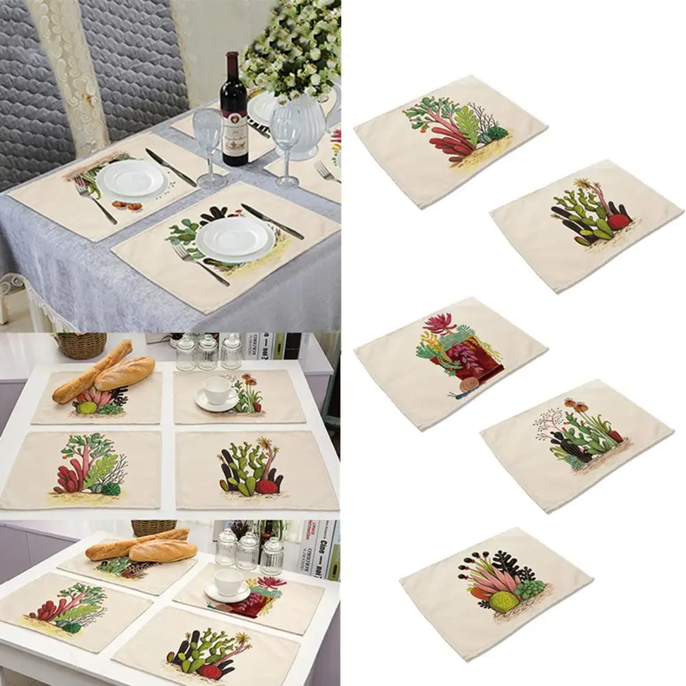 1 шт. хлопковая льняная салфетка с милым принтом салфетки для суккулентов узоры