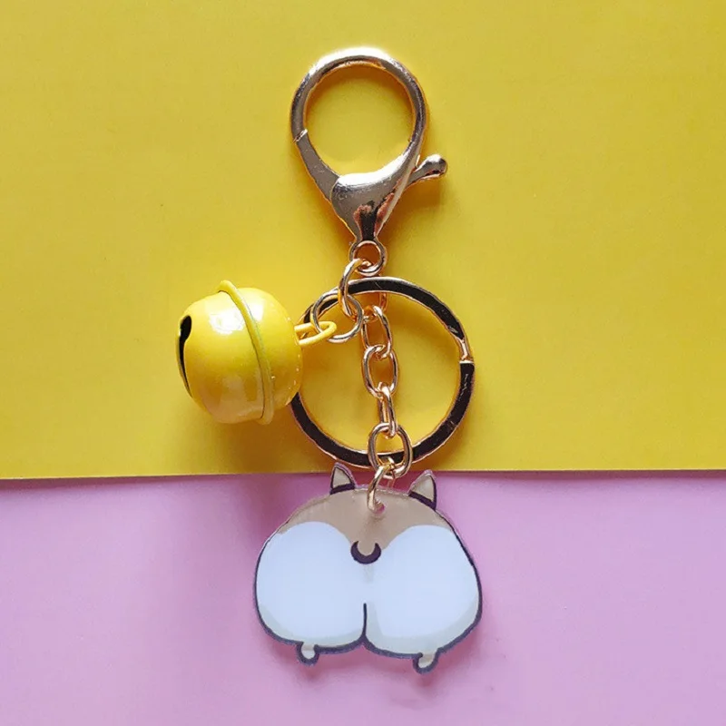 

2021 Fashion Japan Lovely Pet Corgi Acrylic Key Chain Cartoon Animal Keychain Girl Heart Bag Key Ring Pendant