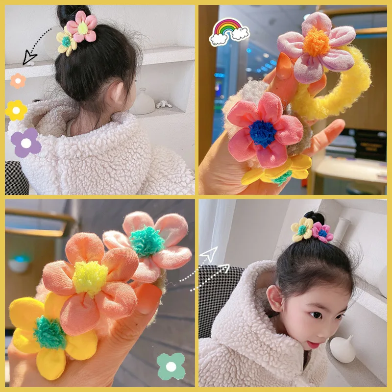 

1 шт., плюшевые резинки для волос, в виде цветов