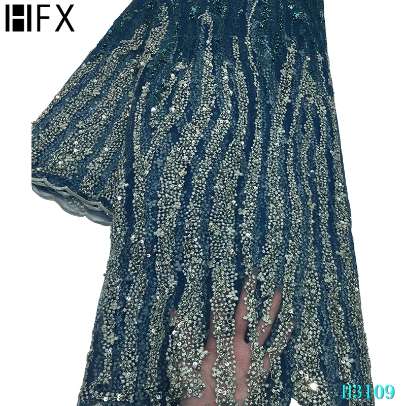 HFX Роскошные бусины ручной работы нигерийское кружево 2020 Высококачественная