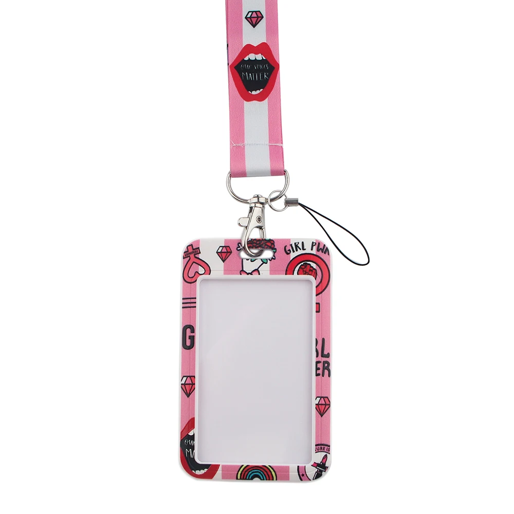 

BG168 Dongmanli Feminism Lanyard Key Ring Holder Cartoon Neck Straps Key Chain Phone Hanging Rope Lariat Women Gift