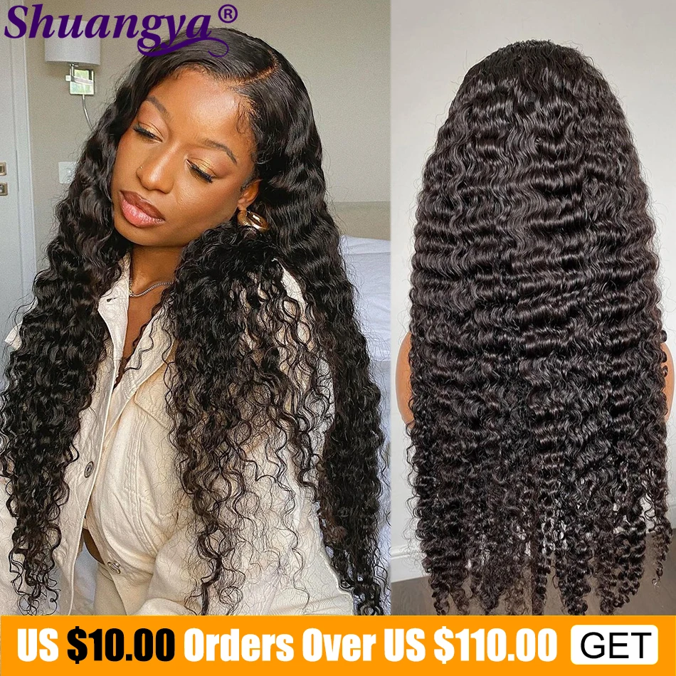 

Парик на шнуровке с глубокой волной, 100% натуральные волосы Remy из Малайзии, длинные волосы 8-30 дюймов, парик на шнуровке 4x4, Кудрявые Волнистые ...