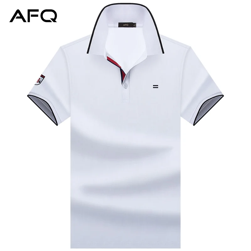 

AFQ Men's Cotton Half-sleeve Solid Colour Lapel Short-sleeved T-shirt Plus Fat Plus Loose Plus Size POLO Shirt Men
