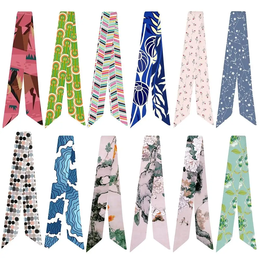 

2020 Fashion Scarf Elegant Printing Pattern Women Retro Female Decorative Ribbon Bundle Head Small Long Skinny Scarves