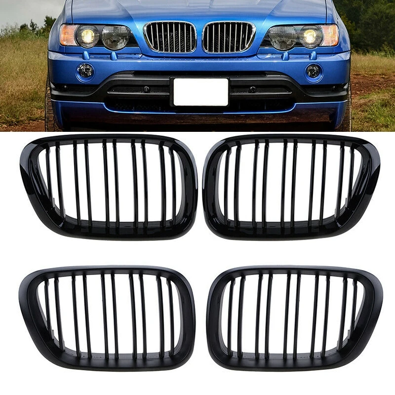 

Для BMW X5 E53 1998-2003 глянцевая/матовая черная двойная планка спортивный стиль передняя решетка радиатор переднего бампера Решетка радиатора дл...
