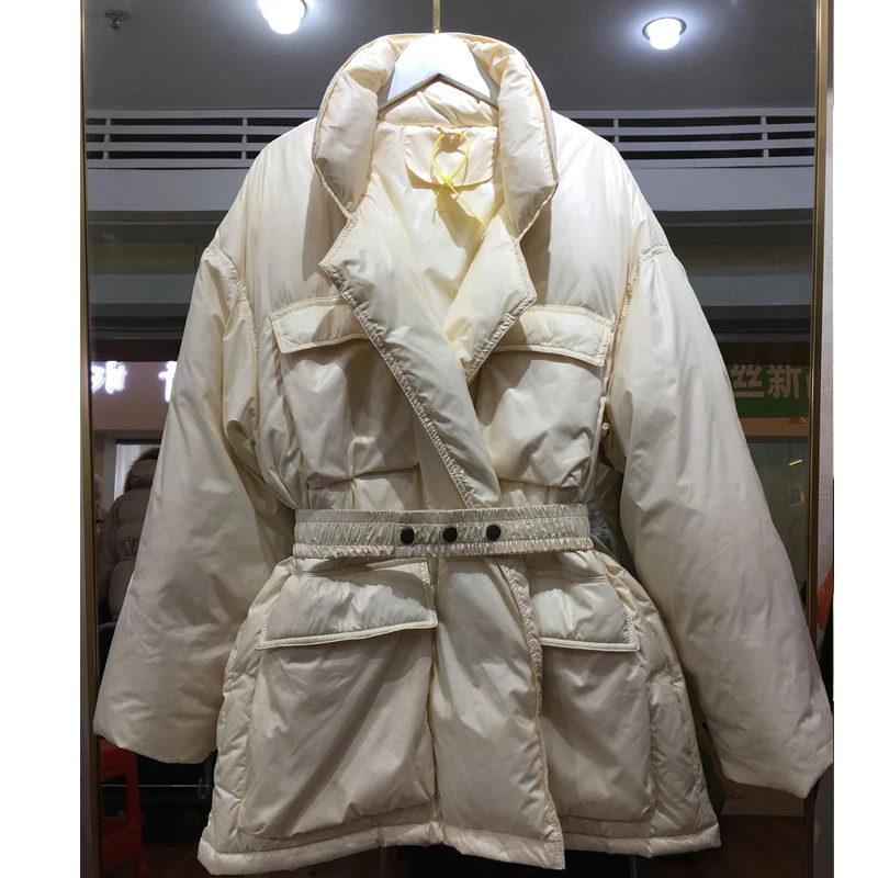 Janveny 90% белый пуховик на утином пуху женская зимняя парка для женщин пуховое