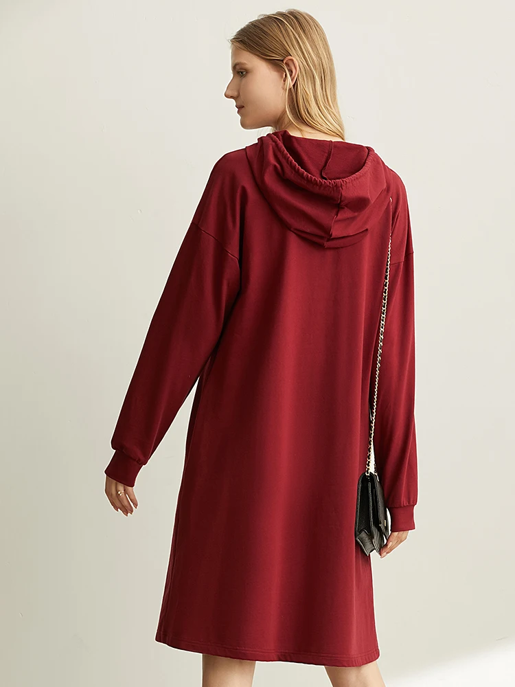 Женское трикотажное платье с капюшоном Amii повседневное однотонное длинное