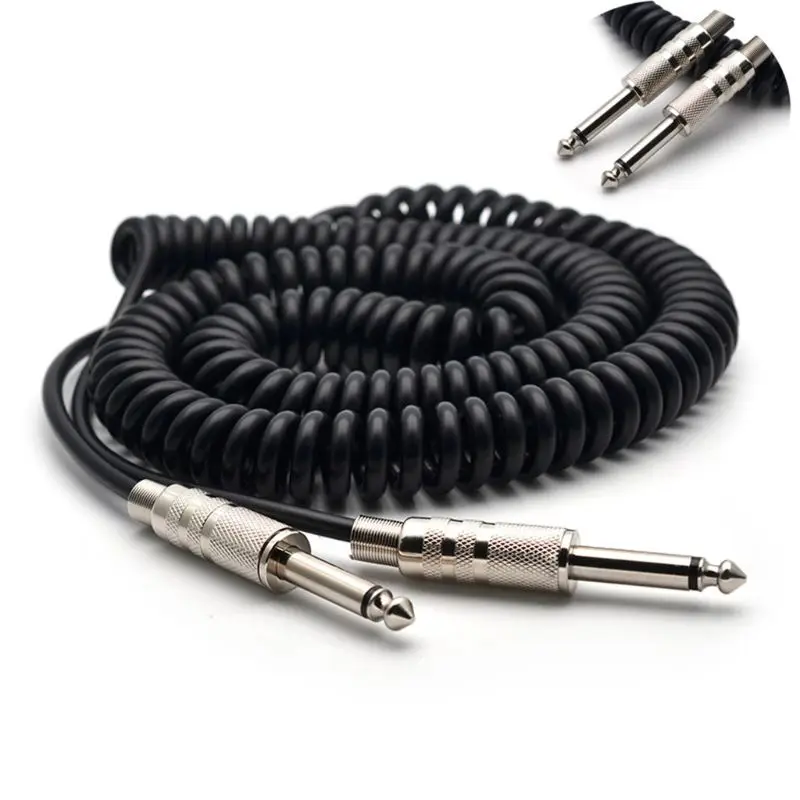 

5m Guitar Bass Spring Mini-Plug Cable Line Connector Auxiliary Cord Lead Guitarra Wire 6.35mm Straight Angle Plug Guitar Accesso