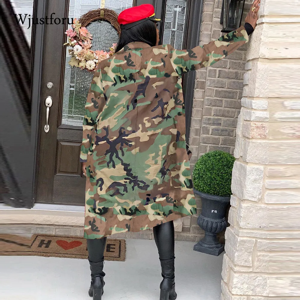Wjustforu зимняя одежда женская куртка уличная Удлиненное пальто с камуфляжным