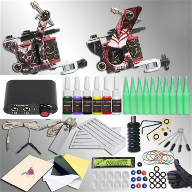 Набор для тату машинки 2 боди арта 6 цветов источник питания|Тату-машинки| |