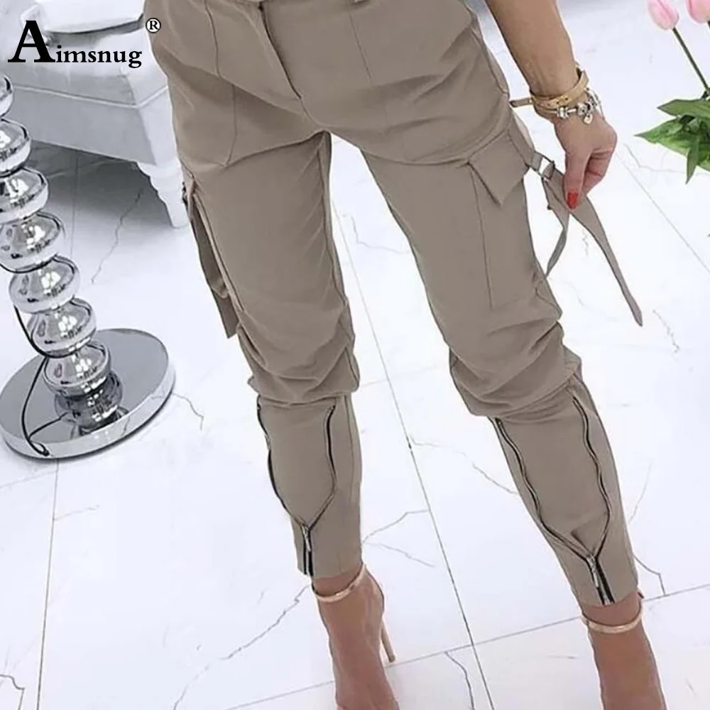 High Waist Pants Women's Pencil Trouser Fashion Zipper Pocket Ladies Streetwear Casual Skinny Pantalon Female Ankle-Length Pants