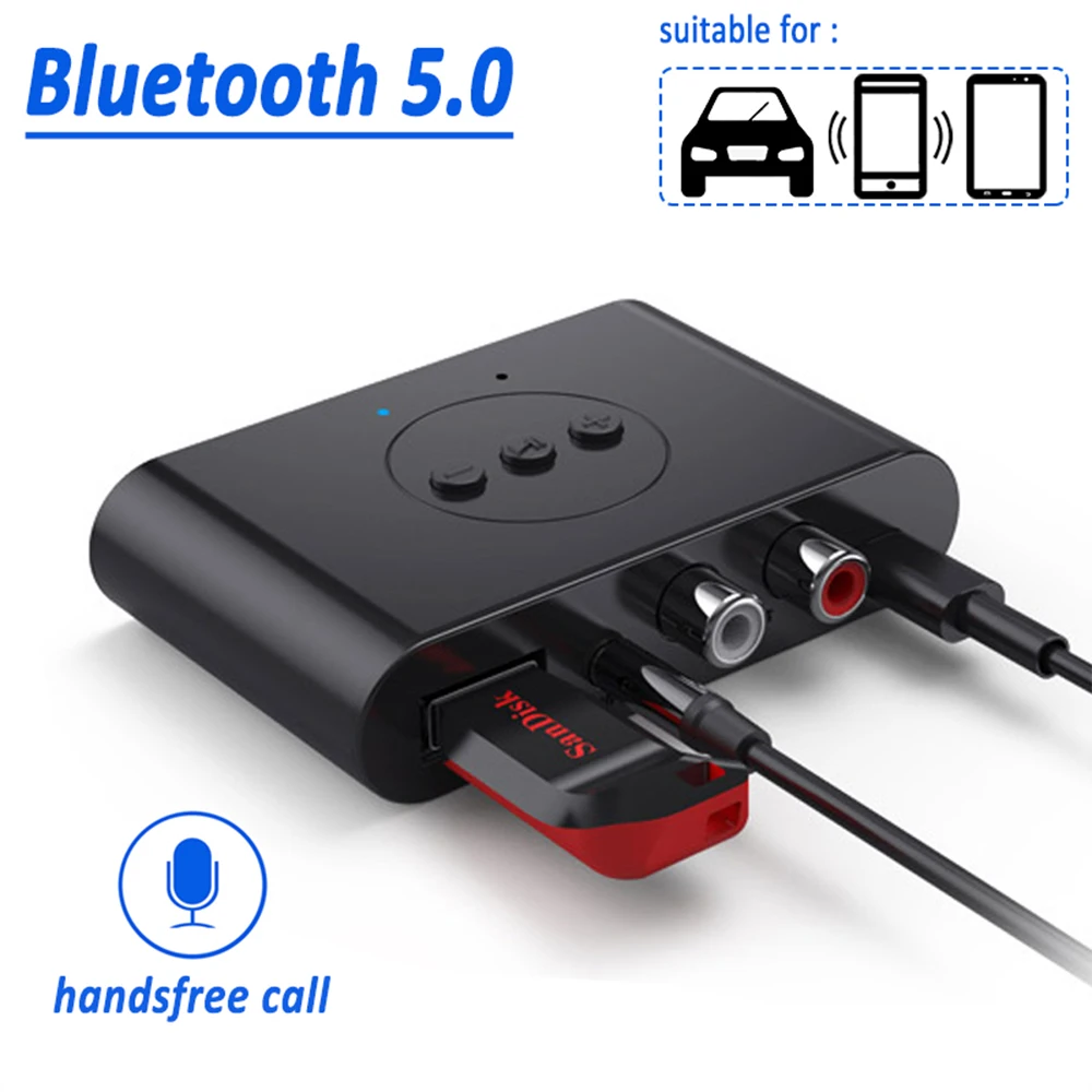 Bluetooth 5 0 аудио приемник U диск RCA 3 мм AUX разъем стерео музыка беспроводной адаптер с