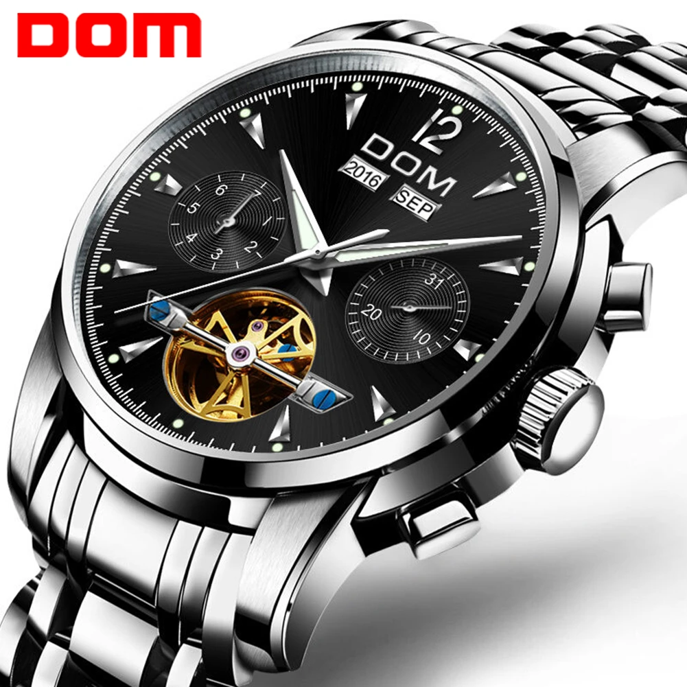 Dom Men Watches Tourbillon Mechanical Watch Men s Luxury Brand Automatic Sports Watch Full Steel Waterproof Relogio Masculino