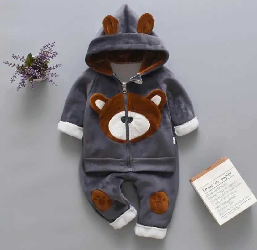 Зимние комплекты одежды для девочек вельветовые Теплые толстовки с длинными