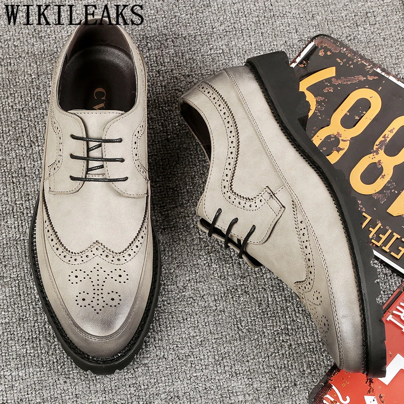 Туфли-Броги мужские классические официальные свадебные лифтовые итальянские