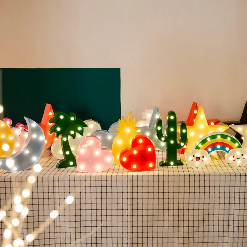 

Rainbow Star Cloud Moon LED Night Light Battery Powered Wall Hanging Lamps Warm White Bedroom Bedside Lamp Luz Led Nursery Decor