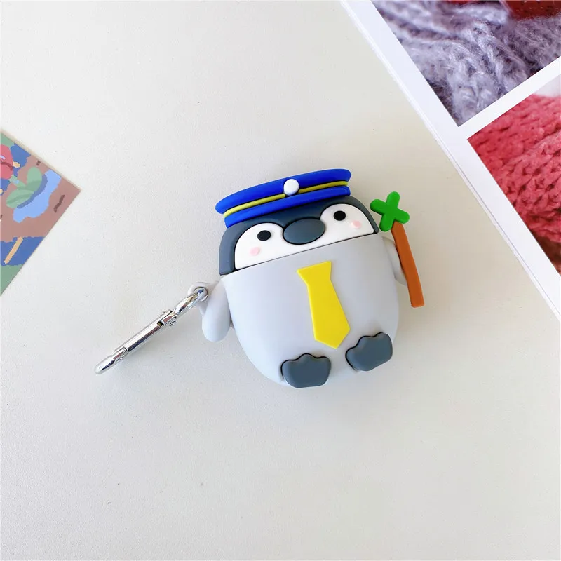 

Cute 3D Cartoon Navy Penguin case Wireless Bluetooth Headset soft cover For Airpods Pro 2 3 Earphone Protective case