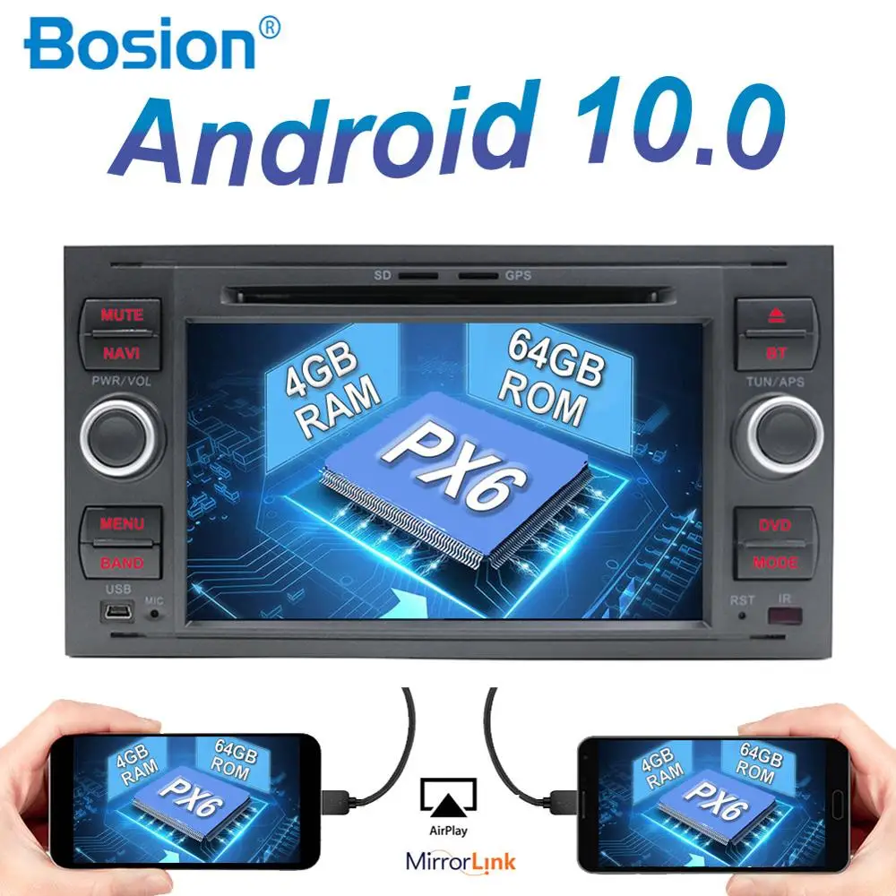 Автомагнитола PX6 4 + 64 ГБ Android 10 для FORD FOCUS 2005 2007 Galaxy Transit GPS focus camera|Автомагнитолы| |