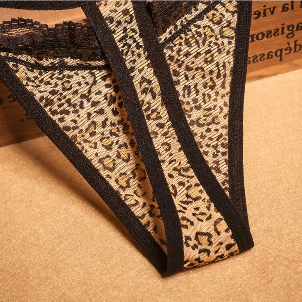 Сексуальные женские трусики с леопардовым принтом кружевные модные стринги