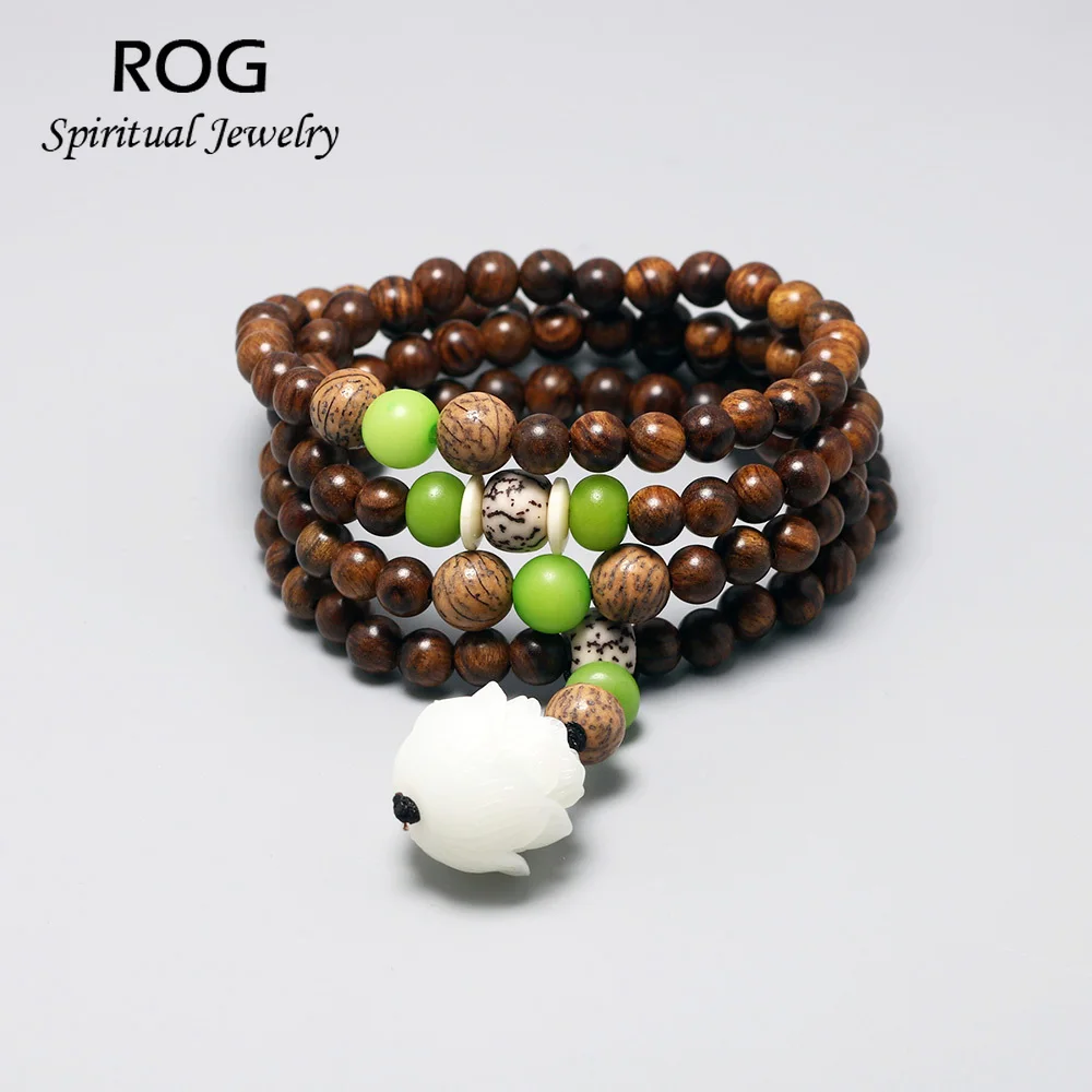 Браслет из натурального розового дерева для женщин Тибетские буддийские