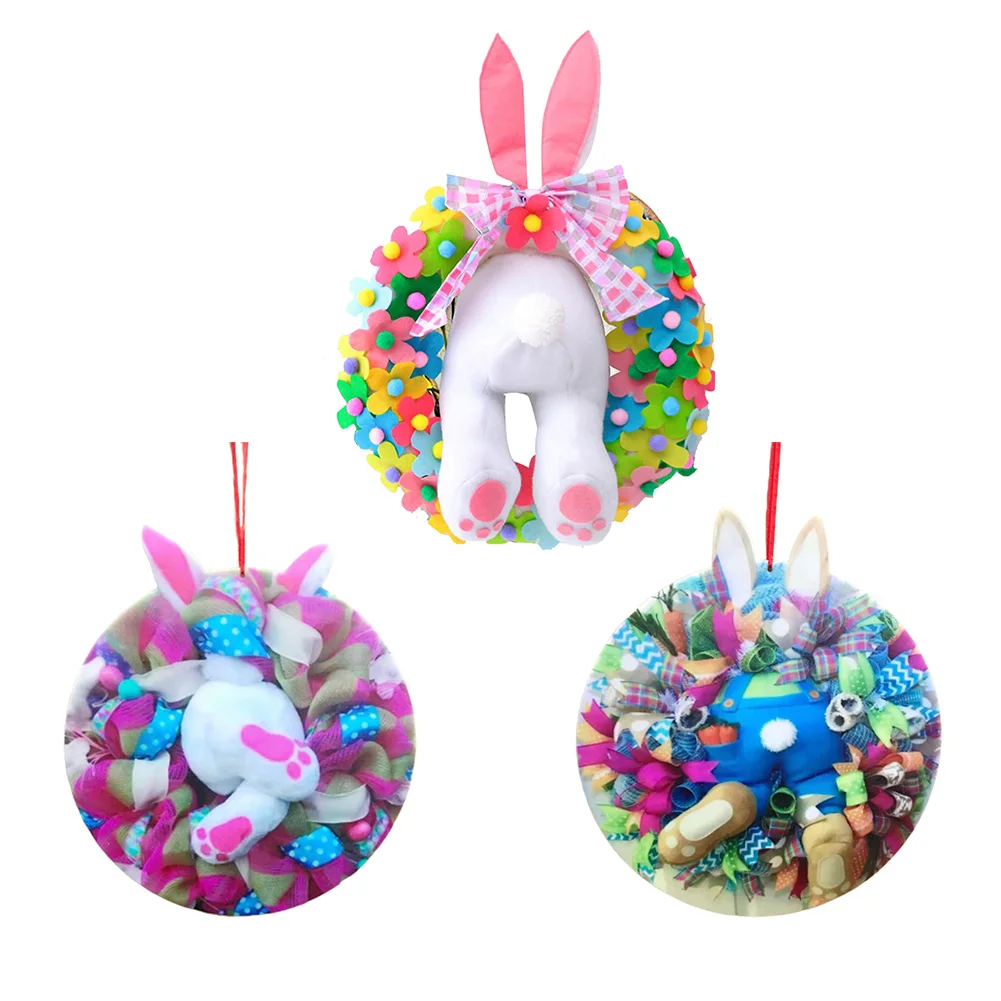 

Пасхальный венок в виде кролика, детская милая игрушка «сделай сам», праздничная гирлянда, украшение на дверь и стену, Пасхальный венок-вор ...