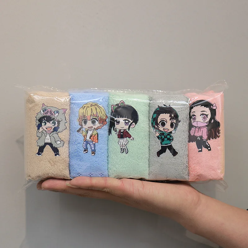 

5PCS Kimetsu no Yaiba Girl Fashion Customized Anime Bath Towels Handkerchief Soft Face Towel Cartoon Washcloth Unisex NEW