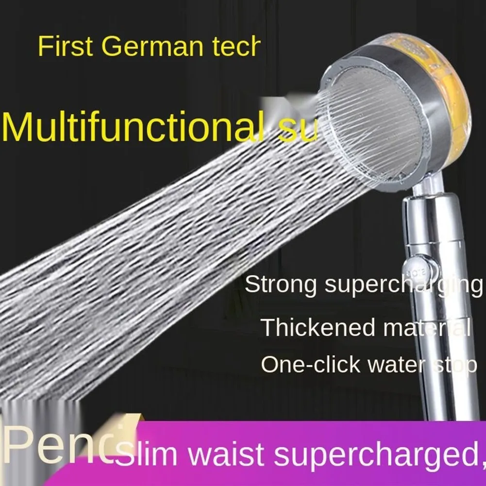 

Turbocharged Shower Head Small Waist Shower Set One-key Water Stop Water Line Pressurized Shower Head Home Inprovement