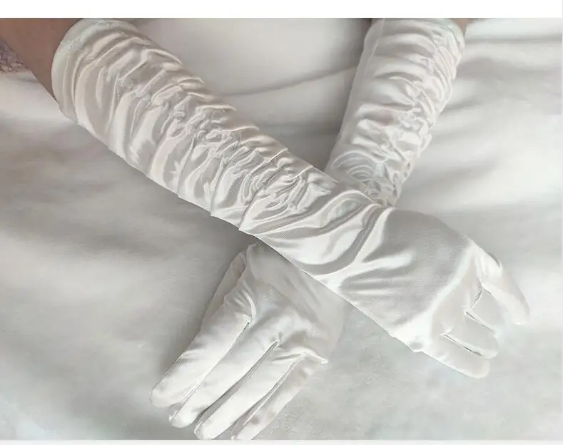 

Eblow Length Satin Elegant for Bride Bridal Wedding Gloves Women Full Finger gants Mariage luvas de noiva