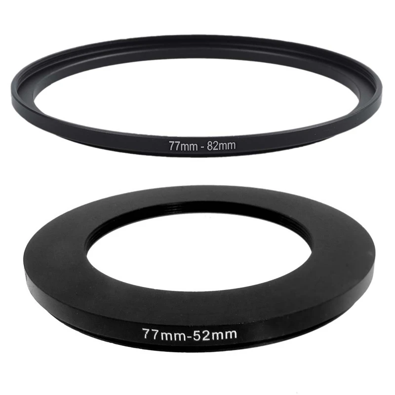 

77Mm-52Mm 77Mm To 52Mm Black Step Down Ring Adapter For Camera & 77Mm To 82Mm Step-Up Filter Ring Adapter