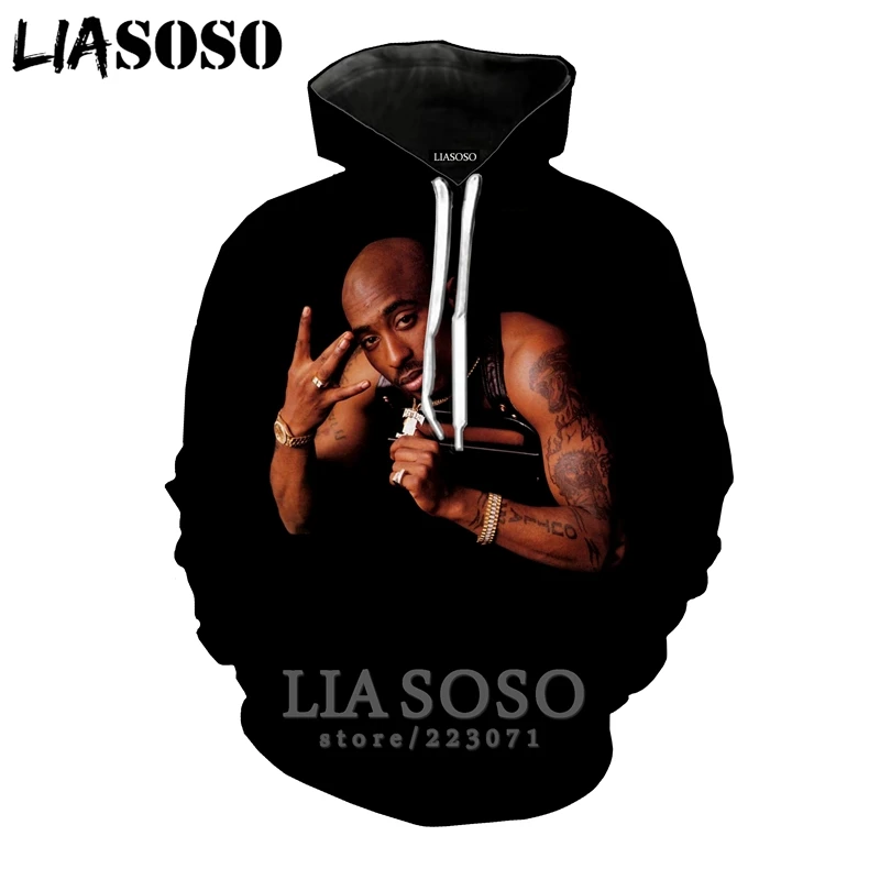 2pac толстовки LIASOSO забавные для мужчин и женщин Аниме Толстовка 3D принт Рэпер Хип Хоп с длинным рукавом Уличная Топ пуловер с круглым вырезом B182-10