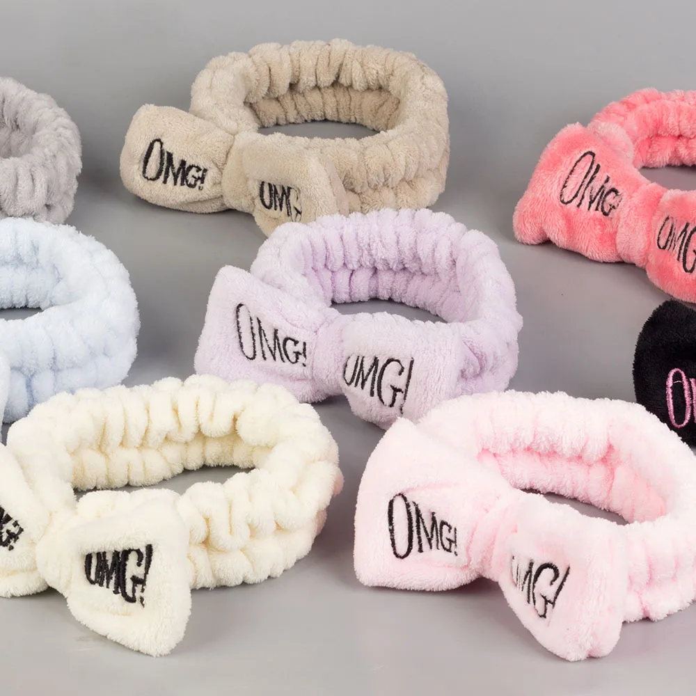 

New Letter "OMG" Coral Fleece Soft Bow Headbands for women Girls Cute Hair Holder Hairbands Hair Bands Headwear Hair Accessories