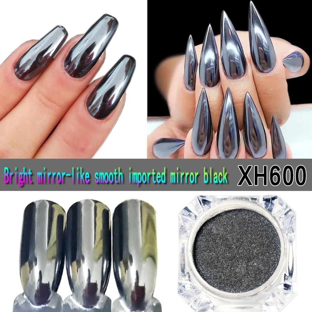 Summer New Arrivials 0.5g/Bottle Black Mirror Dazzling Glitter Metal Nail Art Chrome Powder |