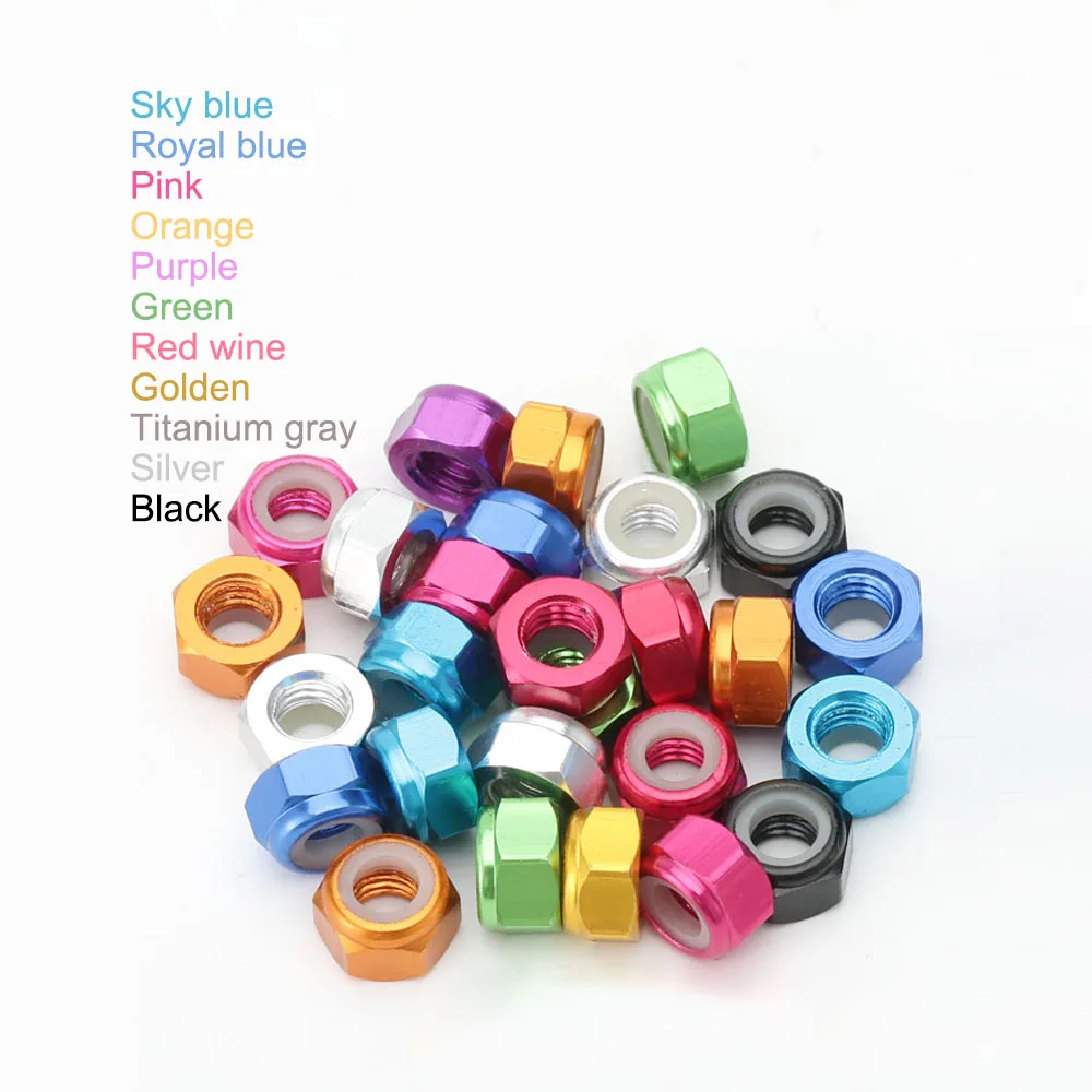 

10 шт. M2 M3 M4 M5 алюминиевая нейлоновая вставка Антискользящая фиксирующая гайка Шестигранная гайка красочные гайки