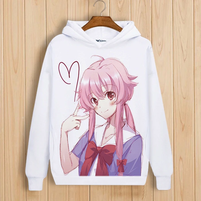 Косплей в стиле манги Future Diary с капюшоном Костюм Мирай Никки Gasai Юно толстовки