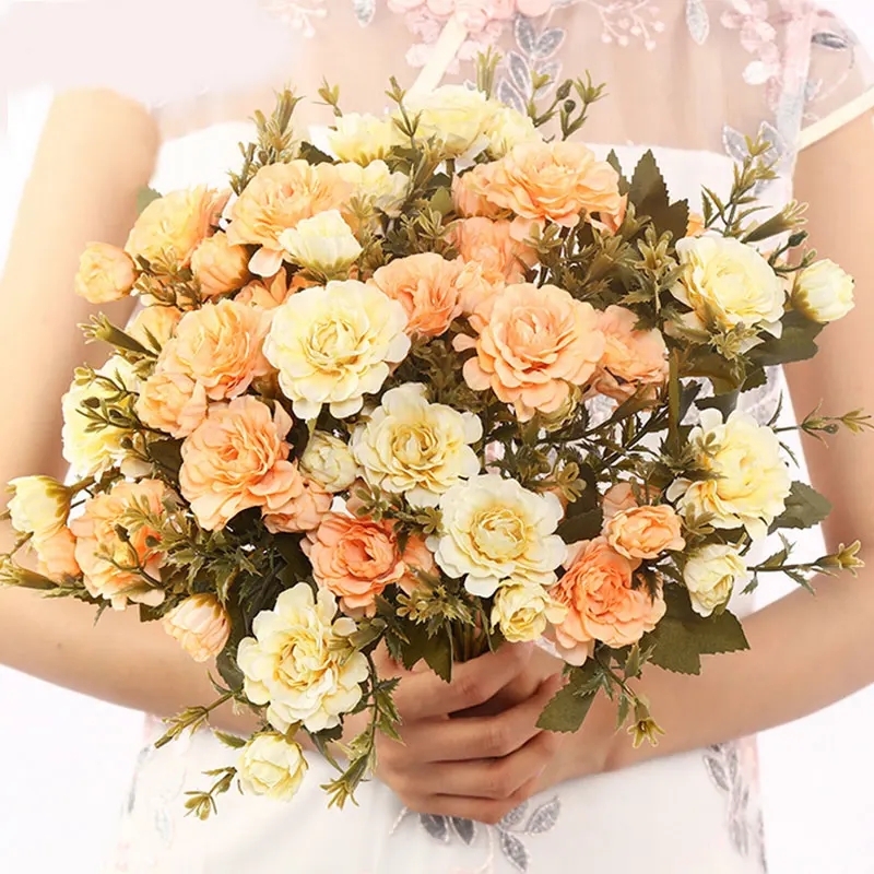 02 6 см 13 головы molenu dahlia осень поддельный Шелковый Искусственный цветок для свадьбы diy вечерние украшения домашний декор - Цвет: 02
