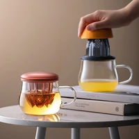 multifunctional heat resistant glass tea cup glass water kettle with filter tea drain juice the fruits lid for home and office