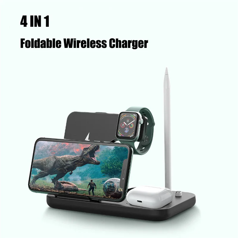 

4 IN1 Foldable Wireless Charger Fast Charging for Apple Pen Pencil Charge For iPhone Watch Airpods Earphone 2-15W 105-205KHZ