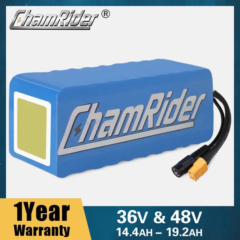 

Chamrider 36V Battery 10AH 20A BMS Ebike Battery 48V Battery 30A 18650 Lithium Battery Pack For Electric Bike Electric Scooter