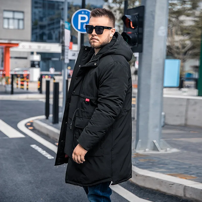Новинка Зима 2020 мужское длинное пальто из искусственного хлопка модное