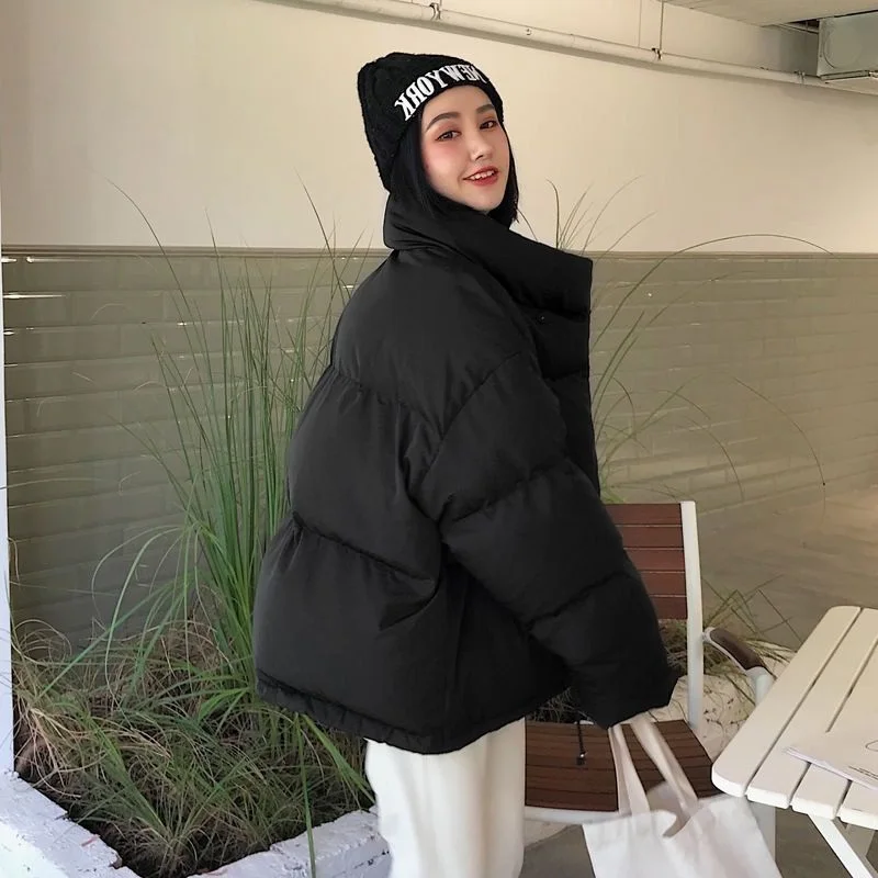 Woherb Harajuku Женское зимнее пальто куртка-пуховик негабаритная парка Женская Корейская Свободная куртка на подкладке с пупырышками Casaco Feminino