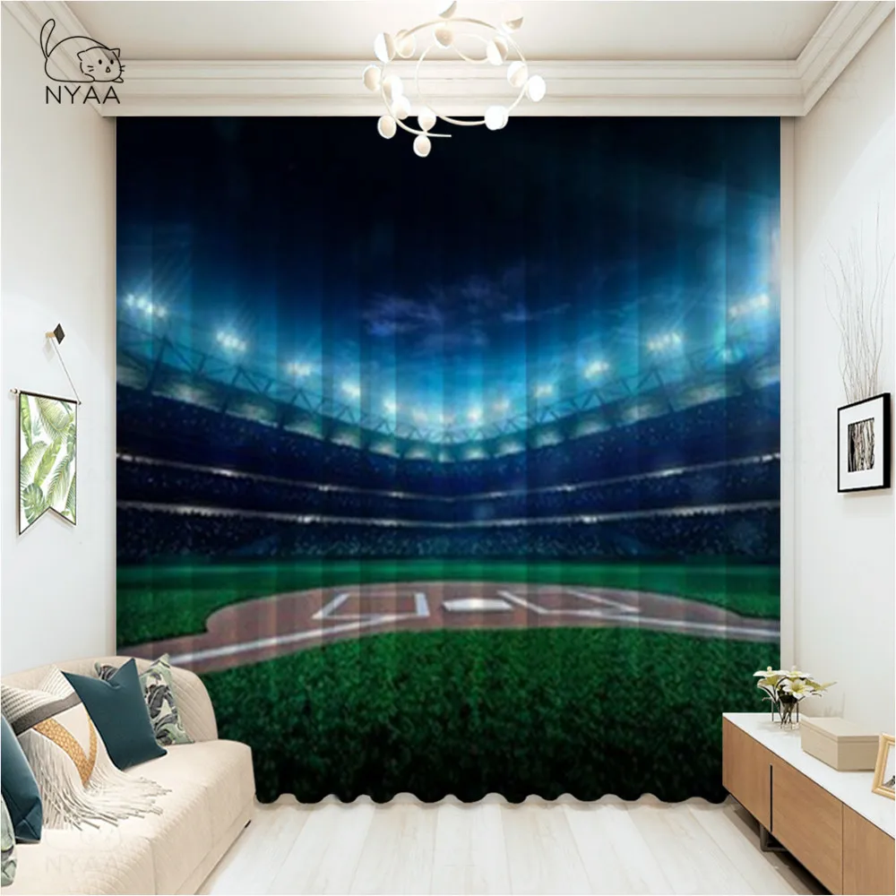 

Hockey Curtains Photo Of A Sports Arena Full Of People Fans Audience Championship Living Room Bedroom Ultra-thin Micro Shading